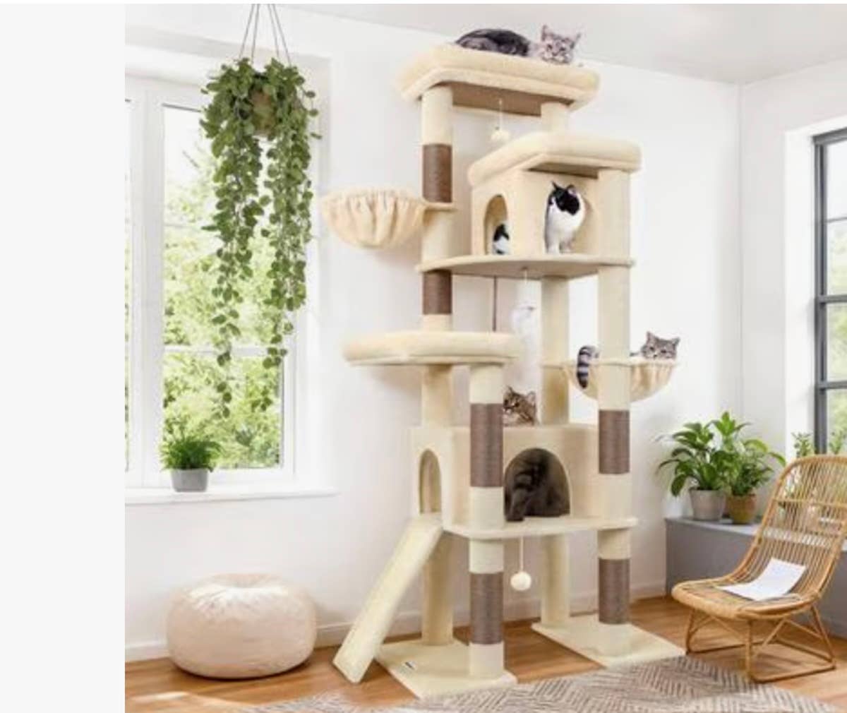 Stackable Cat Tree Chewy's Massive Beige Cat Tower Is Sturdy, Modern, and Will Keep ...