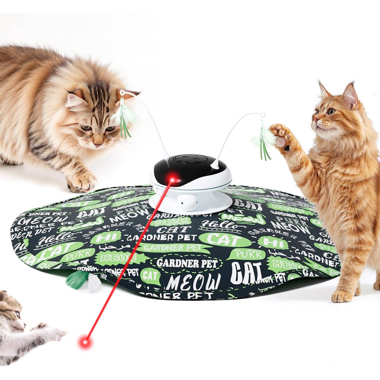 thumbnail image 2 of Charging Cat Toy Gardner 5-in-1 Interactive Cat Toy - Automatic Laser, Moving Feather & Track Balls For Indoor Cats Automatic Laser Cat Toy 2 of 10